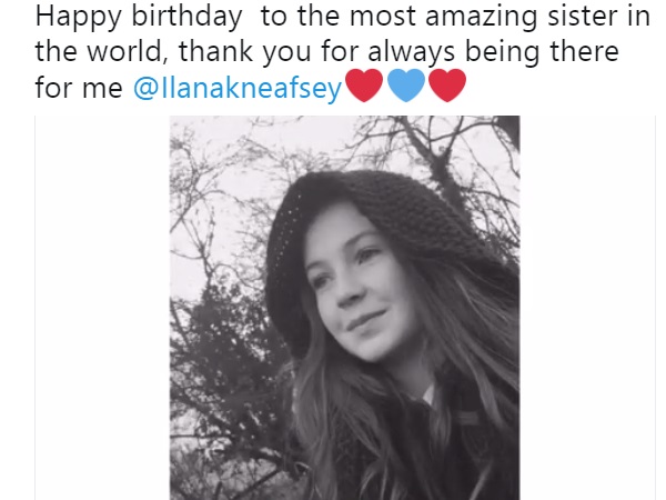 Honor Kneafsey celebrating Ilana's Birthday via twitter with her followers